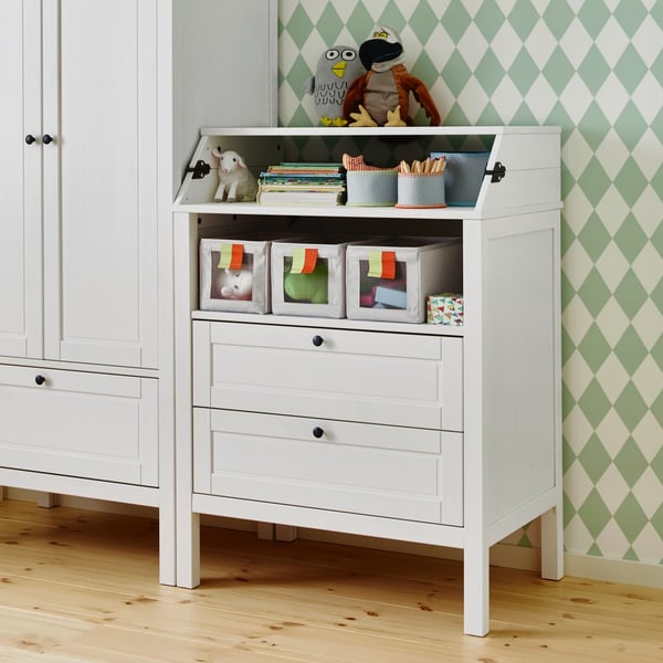 A white SUNDVIK wardrobe in the childrens room