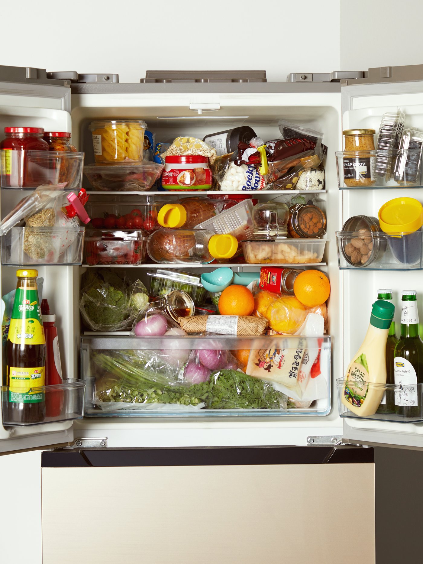 Unorganised fridge.