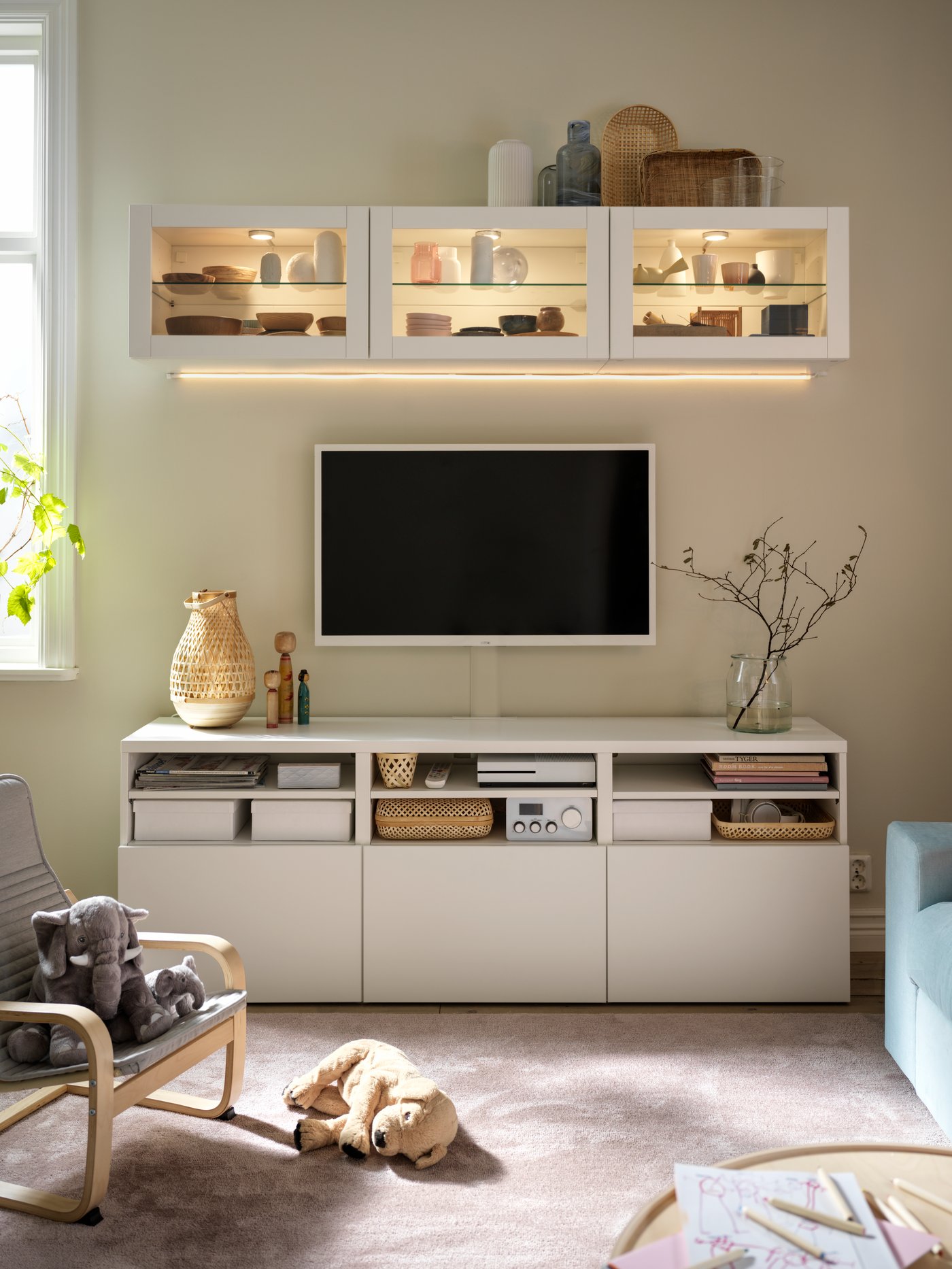 BESTÅ storage under a television