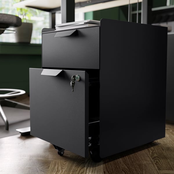 A TROTTEN drawer unit where the drawers are open