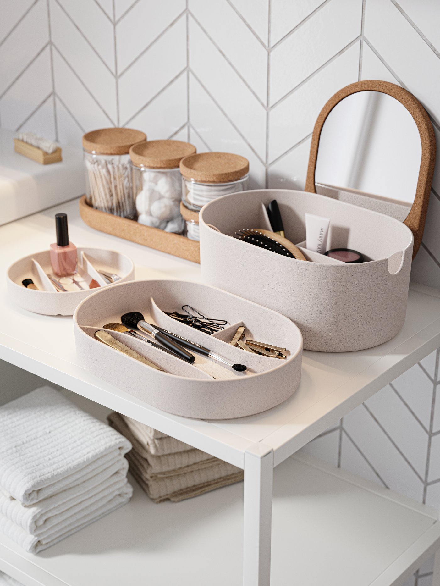 A white ENHET base fr w shelves in the bathroom