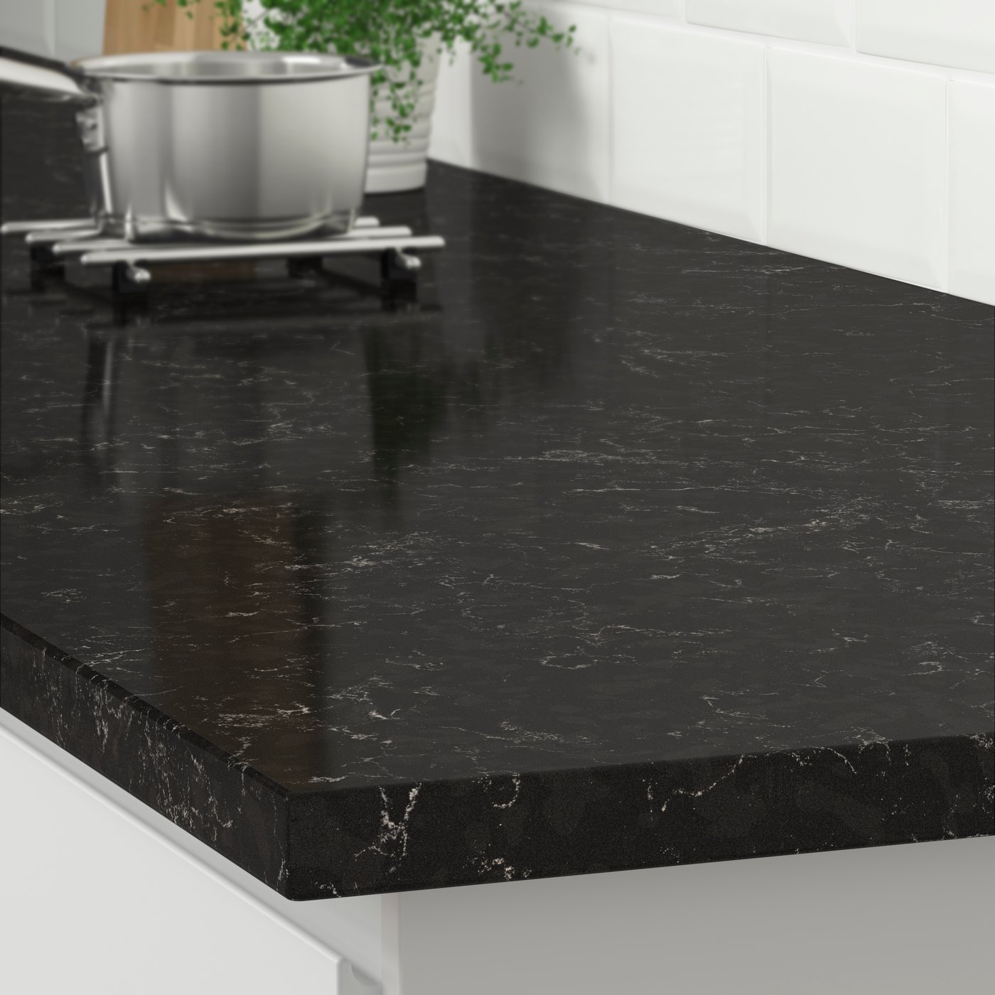A black marble effect/quartz LOCKEBO custom-made countertop