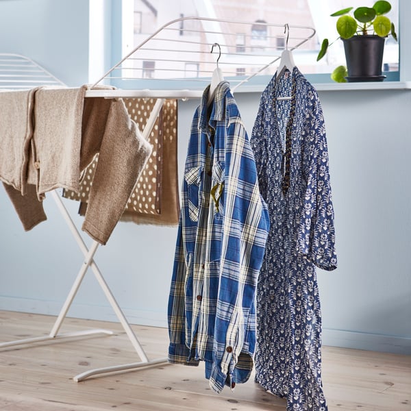 A white MULIG drying rack, in/outdoor