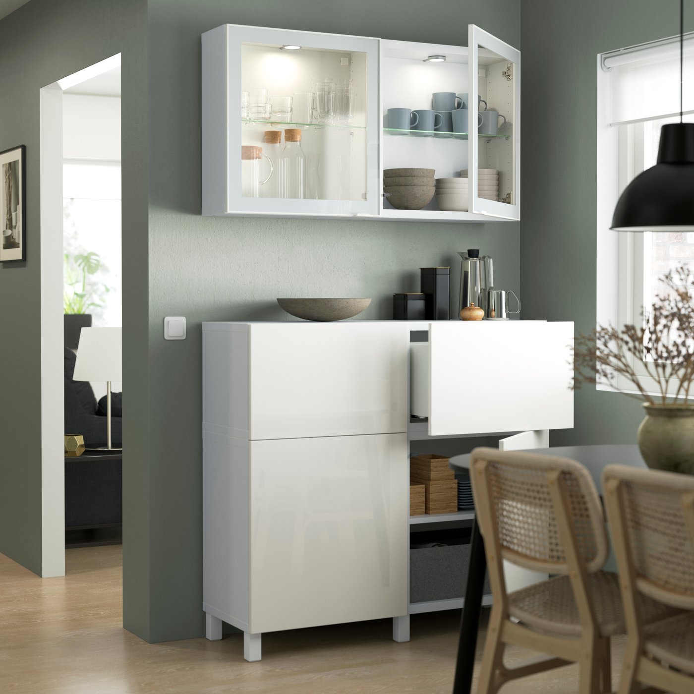 IKEA BESTÅ sideboard in white with two drawers and two doors