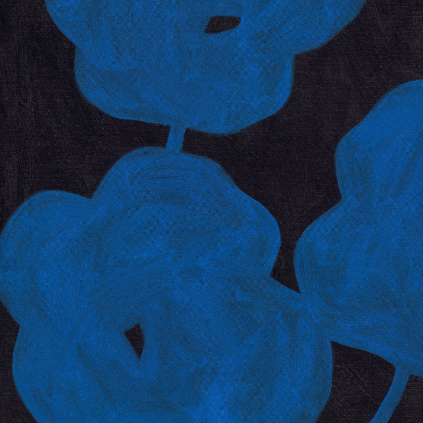 Close up of PJÄTTERYD black and blue vivid blooms picture printed on high quality canvas.