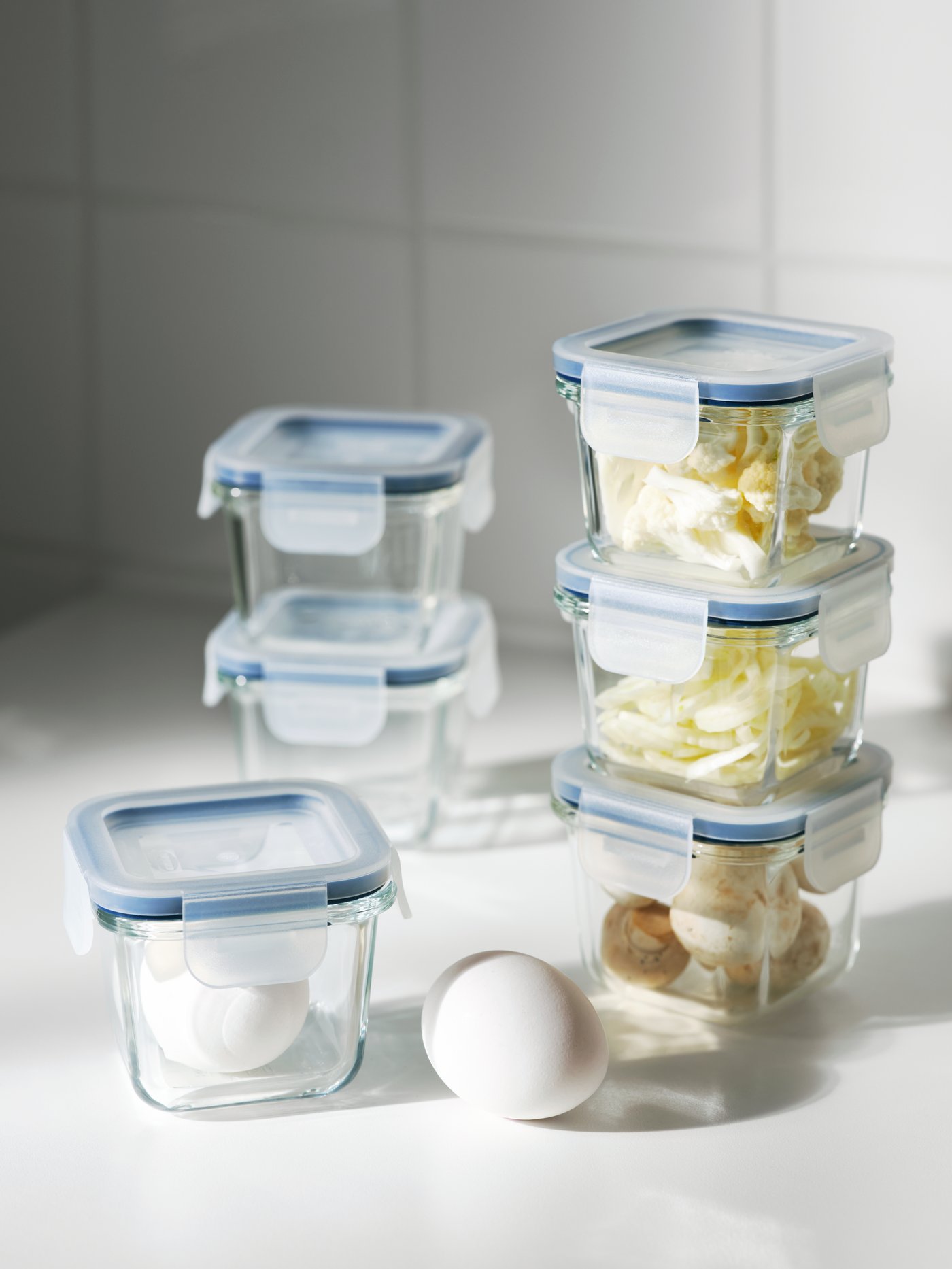 A square/glass IKEA 365+ food container with lid in the NA