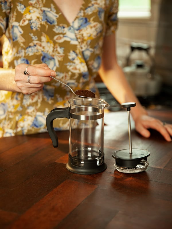 A glass/stainless steel UPPHETTA coffee/tea maker