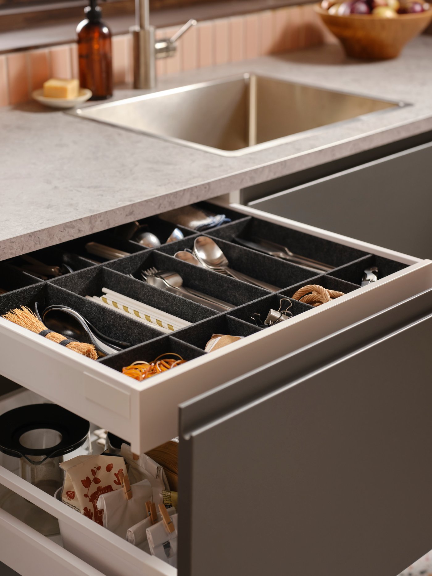 A limestone effect/laminate EKBACKEN worktop