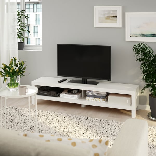 A white LACK TV bench in the living room