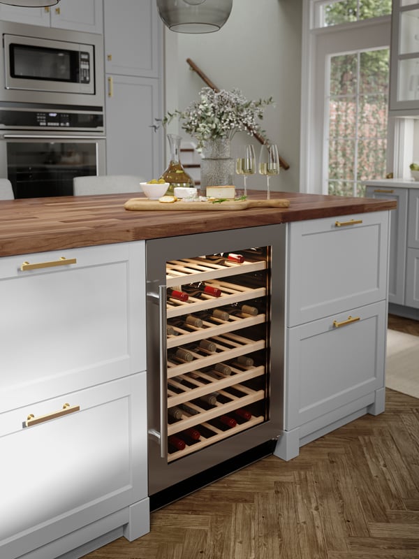 A walnut/veneer KARLBY worktop for kitchen island
