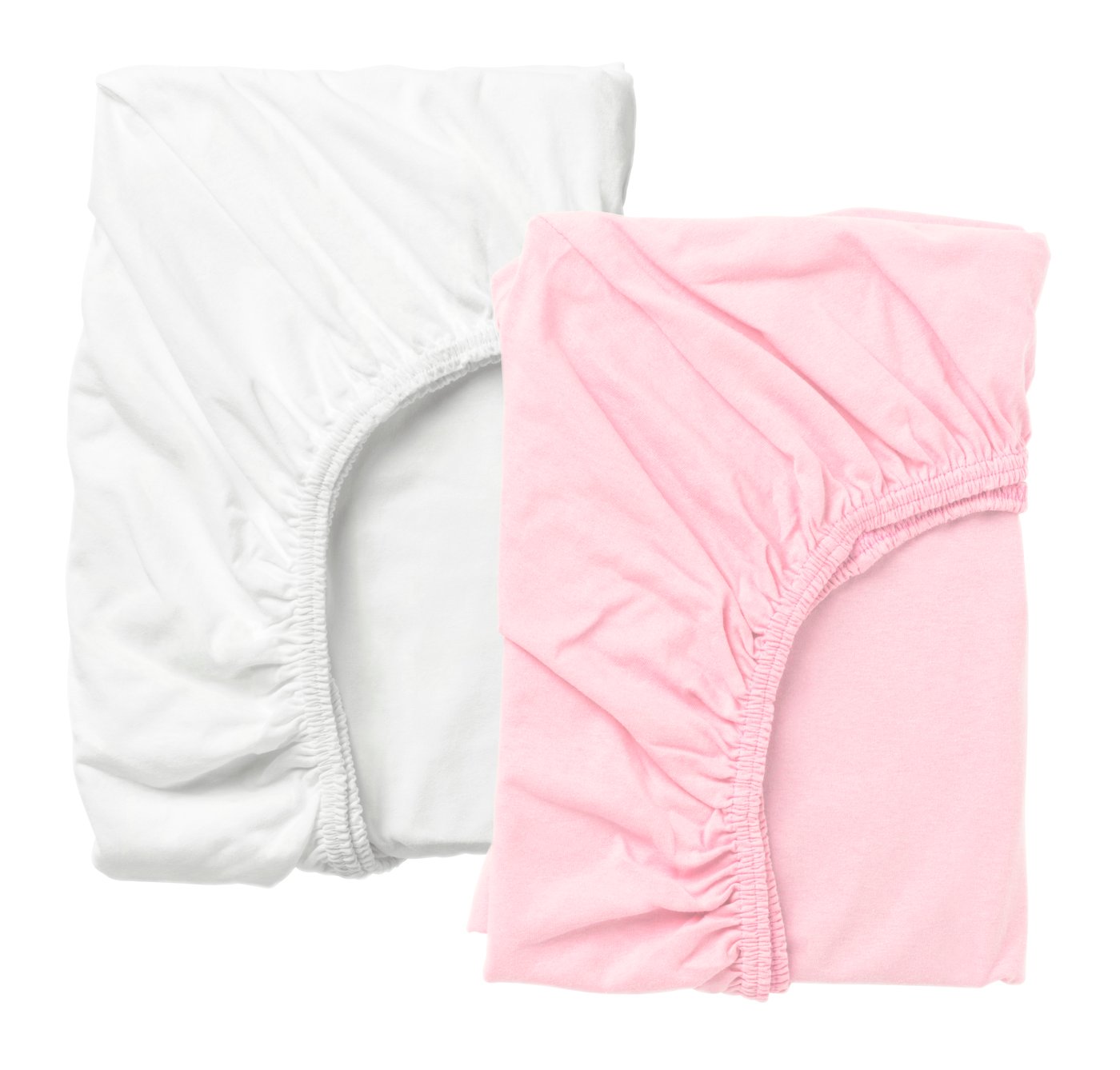 White and pink fitted sheet for cot, soft and gentle fabric
