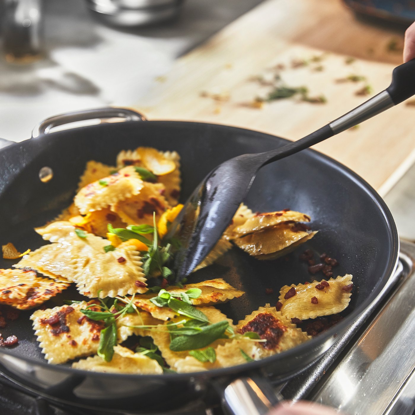 A stainless steel/non-stick coating IKEA 365+ frying pan