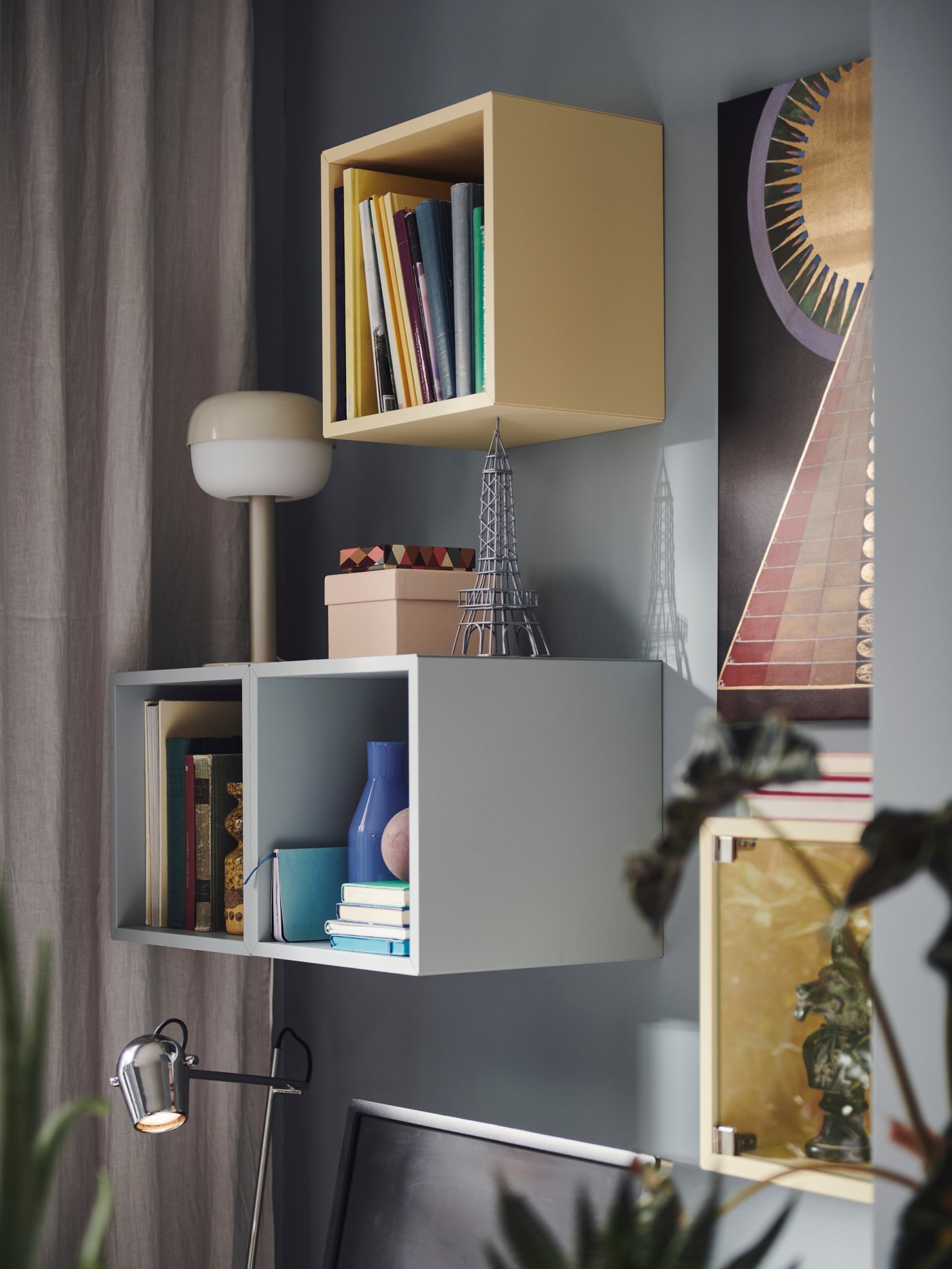 A light grey-blue EKET cabinet