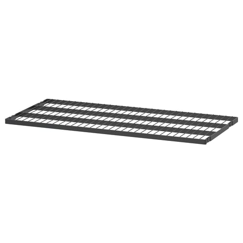 BOAXEL dark grey metal grid shelf, modular storage solution.