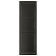 Black cabinet door with bevelled panels and smooth finish.