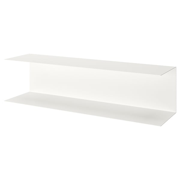 A white BOTKYRKA wall shelf, rectangular, made of epoxy-coated steel, ideal for kitchen organisation and display.