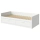 White BRIMNES day-bed, wooden, rectangular, minimalist design with two large drawers.