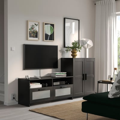 BRIMNES TV storage combination, black, 200x41x95 cm