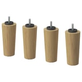 Four BRYNILEN wooden legs with screws, natural colour, cylindrical shape, simple design.