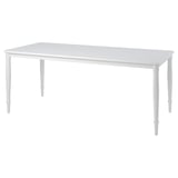White DANDERYD dining table, rectangular, with sturdy steel legs.