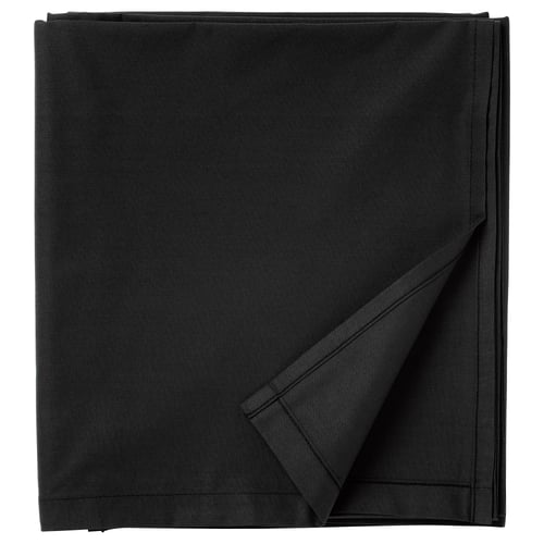 Black DVALA cotton bed cover, square folded, textured.