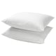 Two white DVALA pillowcases stacked, square-shaped with simple, clean design. Made from 100% natural cotton.