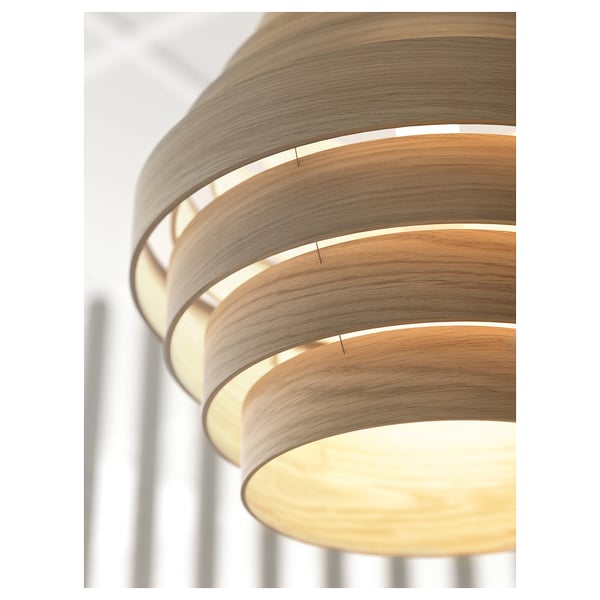 DYKARKLOCKA Pendant lamp shade, white stained oak veneer, 40 cm