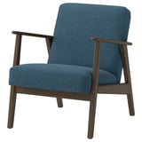 EKENÄSET Armchair, walnut effect/Axvall dark grey-blue