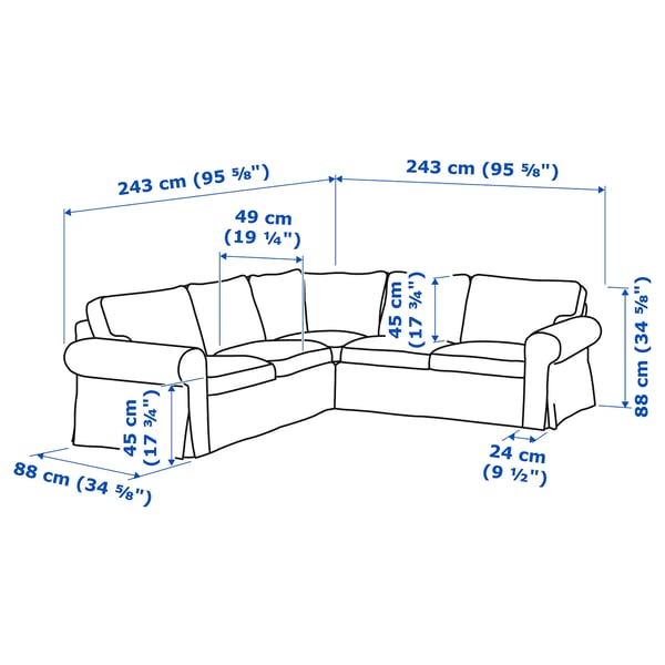 EKTORP Corner sofa, 4-seat, Alhamn deep orange-red