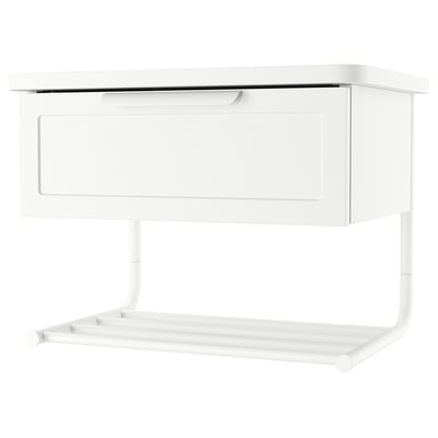 GRÅFJÄLLET Wall-mounted bedside table, white, 42x29x31 cm