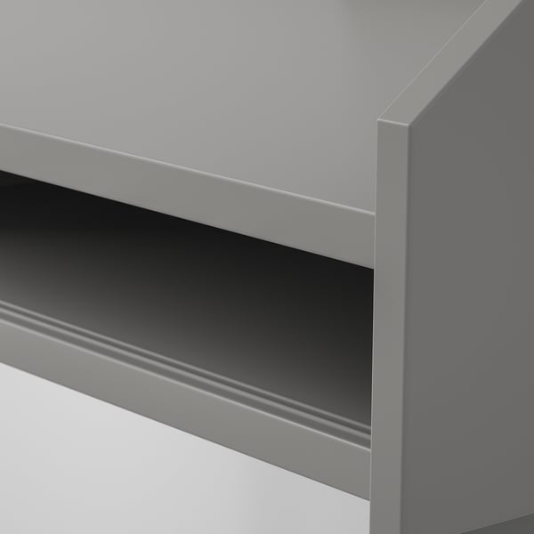 Modern metal desk with sleek, silver finish. Clean lines and sturdy construction for a quality look.