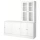 White HAVSTA furniture set, solid pine, rustic, with glass and closed doors.