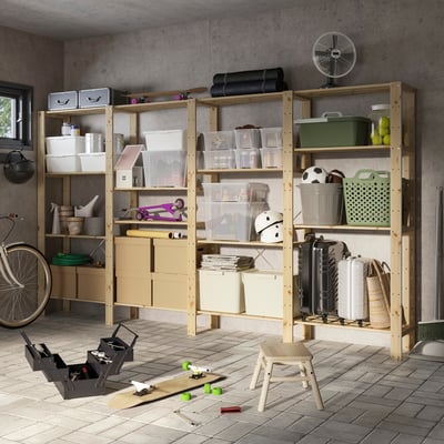 HEJNE 4 sections/shelves, softwood, 307x31x171 cm
