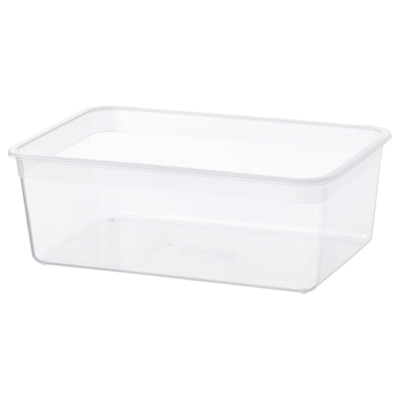 IKEA 365+ clear plastic container for food storage, square shape, transparent design.