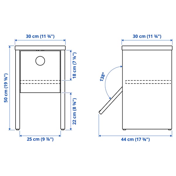 Illustration with measurements for the product: IKEA PS 2026.
