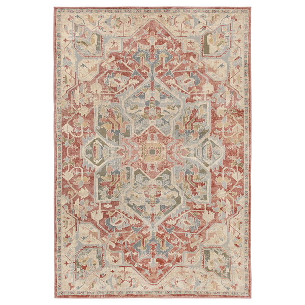 JÄRNVÄG Rug, low pile, ornament pattern pink/beige, 200x300 cm