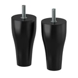 Pair of black wooden furniture legs, tapered design.