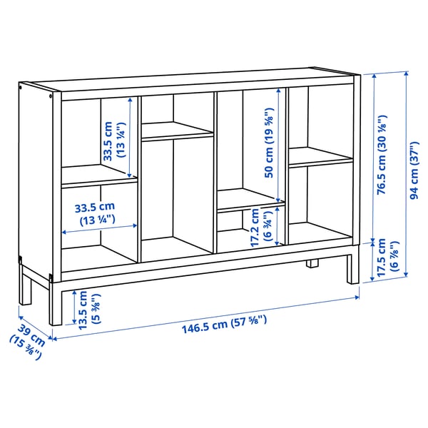KALLAX Shelving unit with underframe, brown-red/black, 147x39x94 cm