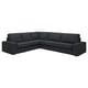 KIVIK: modern dark grey, l-shaped sectional sofa with deep cushions and low armrests for comfort and relaxation.