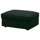 Dark green KIVIK ottoman, square top, cushioned, fabric-covered.