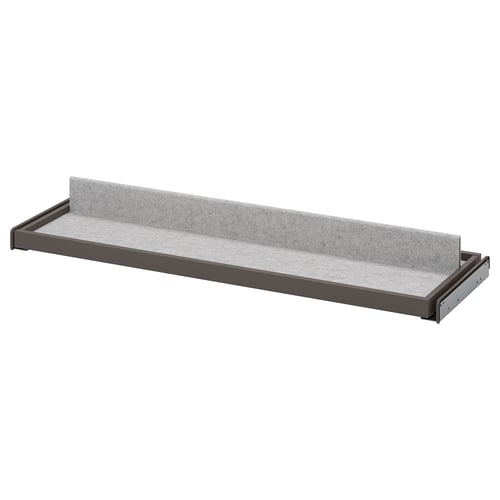 KOMPLEMENT grey shoe rack, rectangular shape, metal frame, felt lining, pulls out tray.