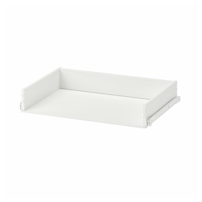 A white KONSTRUERA drawer with acrylic paint and fibreboard. It a space-saving runner design.