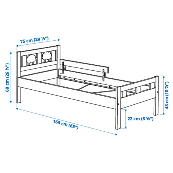 Illustration with measurements for the product: KRITTER.