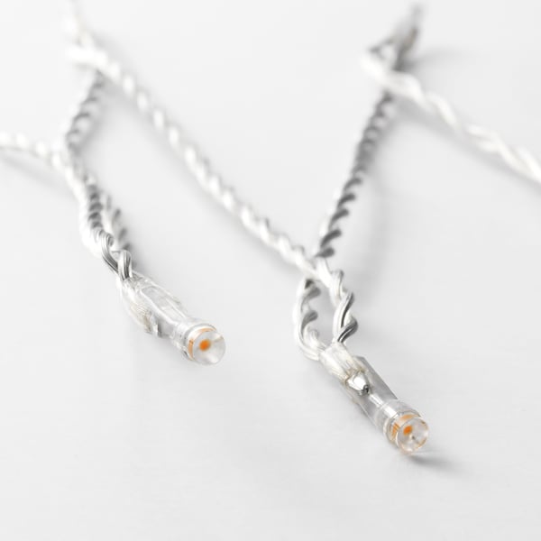 Close-up of clear led light chain, showcasing bright, energy-efficient bulbs.