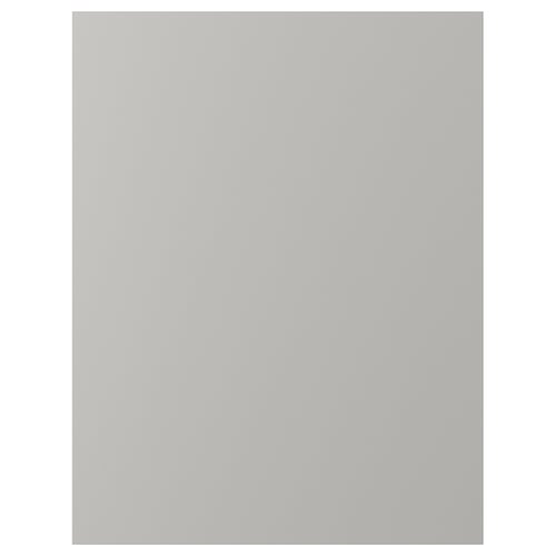 Grey kitchen cabinet with bevelled edges.