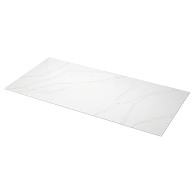 LOCKEBO Custom made worktop, white/grey-beige marble effect/glass composite, 1 m²x2.0 cm