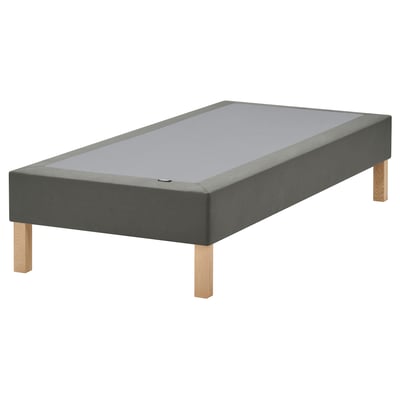 LYNGÖR Spring mattress base, incl leg/dark grey, 90x200 cm