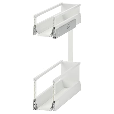 MAXIMERA white pull-out cabinet, sleek and functional, made of epoxy-coated steel and particleboard, ideal for organised storage.