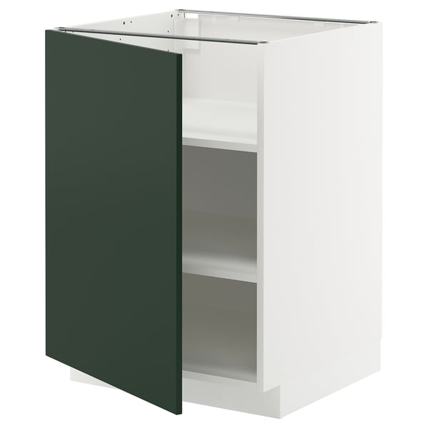 METOD white cabinet with green door, adjustable shelves.