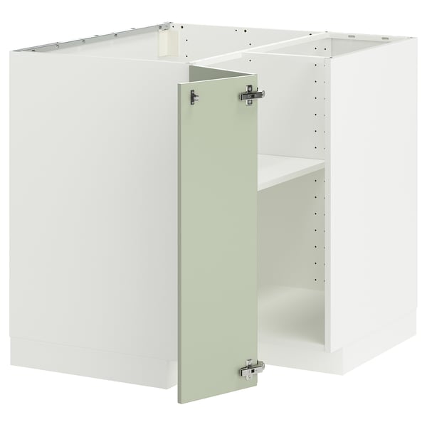 White METOD kitchen cabinet set with green door, hinged.